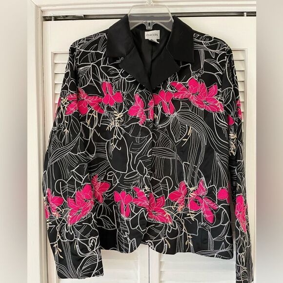 EUC Chico’s Embroidered Jacket Size Large - Picture 1 of 9
